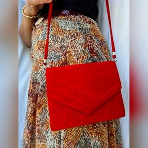 Vermilion suede purse